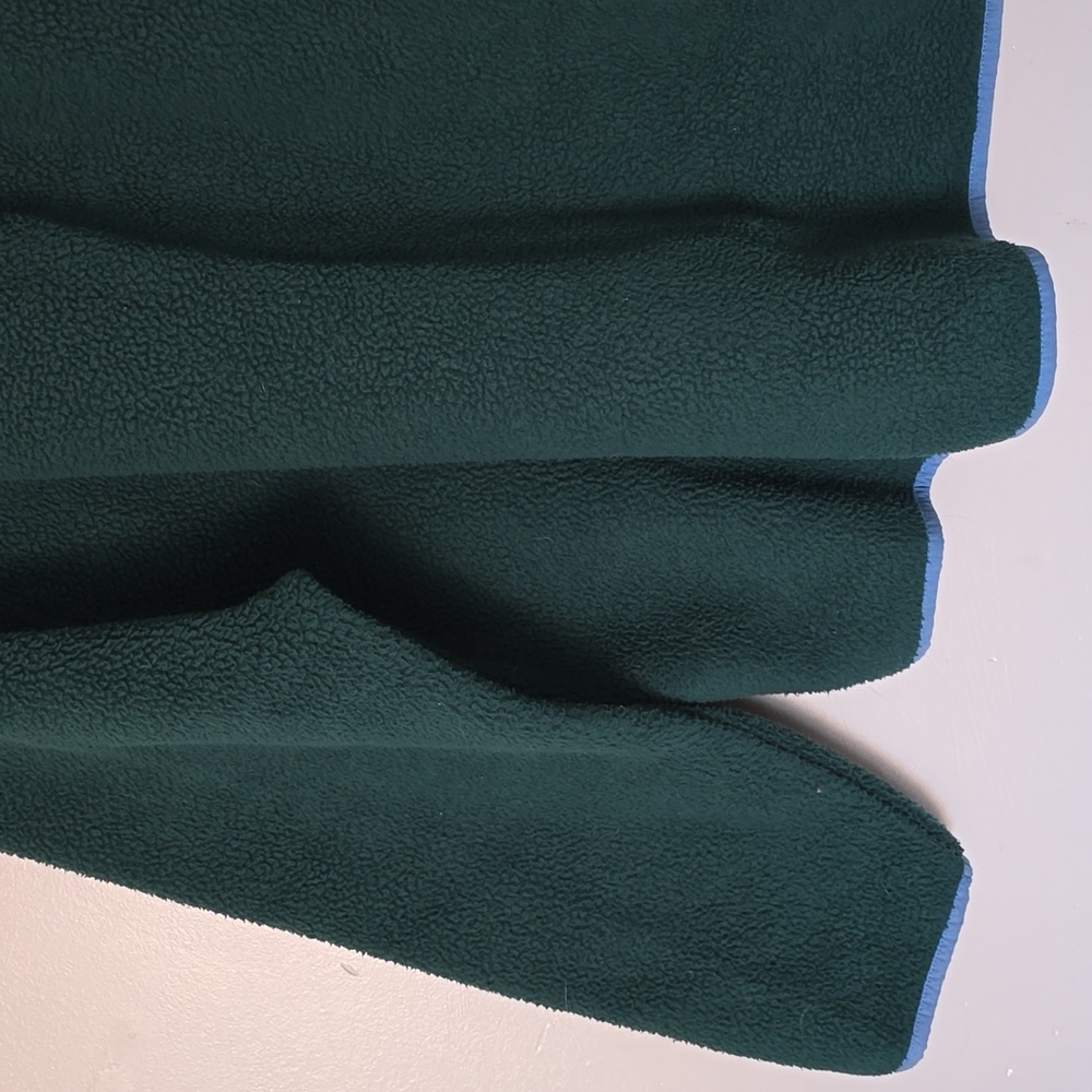 J. Crew Green Teddy Bear Fleece Zip Front Jacket Blue Accents - Picture 7 of 10